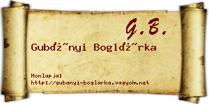 Gubányi Boglárka névjegykártya